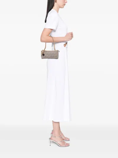 Pre-owned Fendi 2000-2025 Zucchino Canvas Triple Strap Pochette Shoulder Bag In Brown