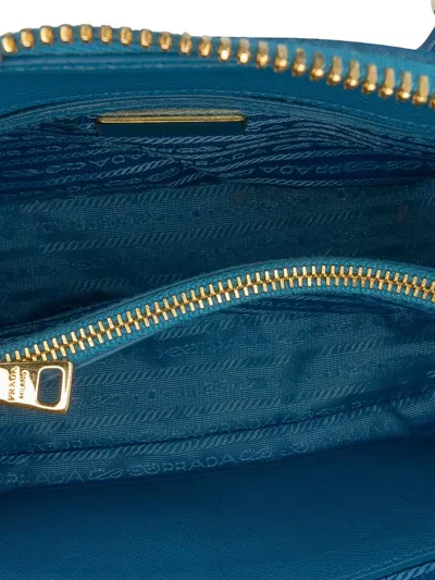 Pre-owned Prada 2010-2025 Small Saffiano Lux Promenade Satchel In Blue
