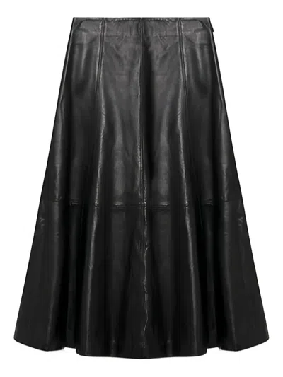 Simkhai Ryma Leather Midi Skirt In Black