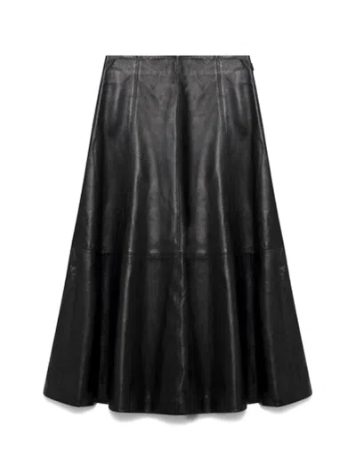 Simkhai Ryma Leather Midi Skirt In Black