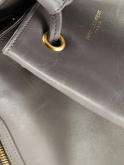 Pre-owned Saint Laurent Emmanuelle Leather Large Bucket Bag In Gray