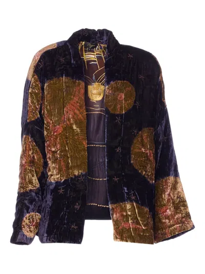 Yavi Padded Velvet-effect Jacket In Multi