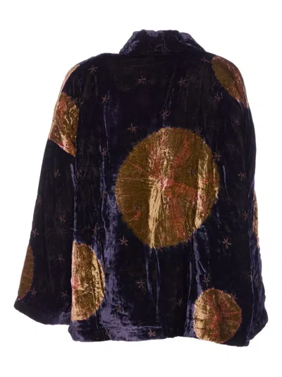 Yavi Padded Velvet-effect Jacket In Multi