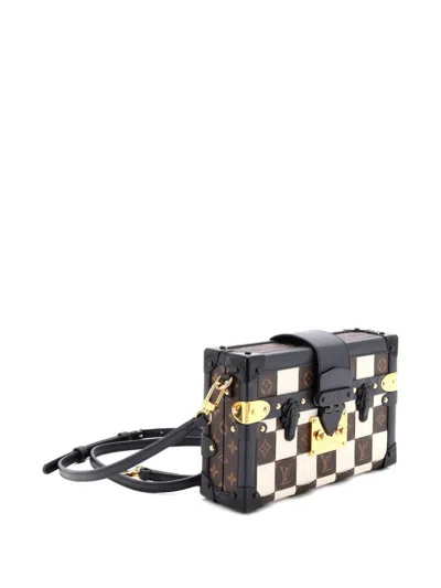 Pre-owned Louis Vuitton Petite Malle Handbag Damier Tressage Monogram Canvas And Leather Clutch Bag In Neutral