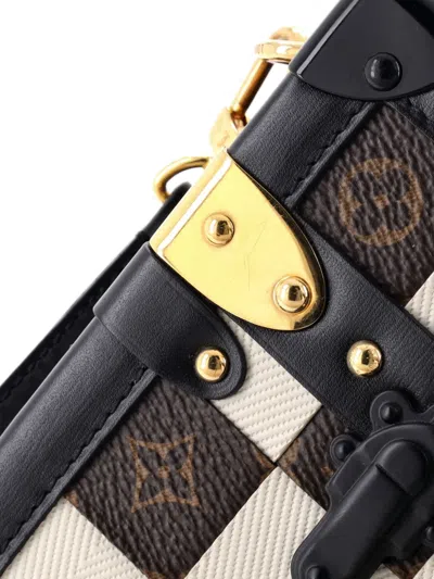 Pre-owned Louis Vuitton Petite Malle Handbag Damier Tressage Monogram Canvas And Leather Clutch Bag In Neutral