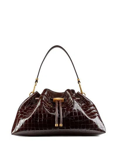 Jimmy Choo Medium Cinch Crocodile-effect Shoulder Bag In Brown
