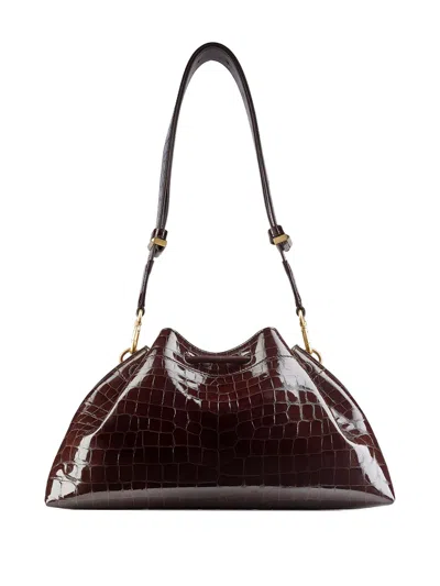 Jimmy Choo Medium Cinch Crocodile-effect Shoulder Bag In Brown