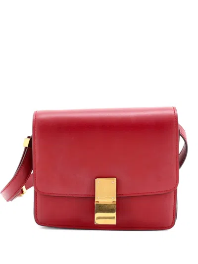 Pre-owned Celine Classic Box Bag Smooth Leather Small Crossbody Bag In Red
