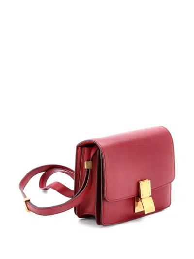 Pre-owned Celine Classic Box Bag Smooth Leather Small Crossbody Bag In Red