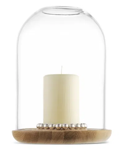 Christofle Glass-dome Oak Candleholder In Brown