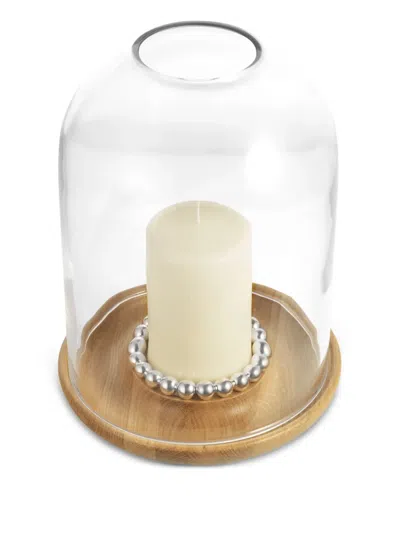 Christofle Glass-dome Oak Candleholder In Brown