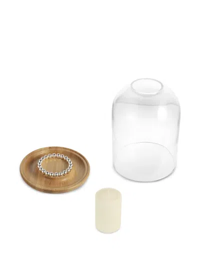 Christofle Glass-dome Oak Candleholder In Brown