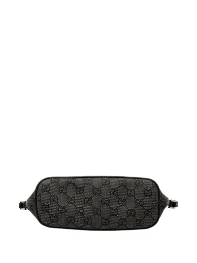 Pre-owned Gucci 2000-2015 Gg Denim Boat Shoulder Bag In Gray