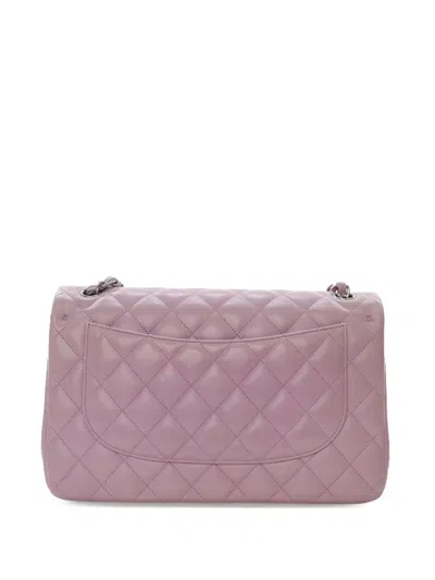 Pre-owned Chanel 2012 Jumbo Classic Lambskin Double Flap Shoulder Bag In Purple