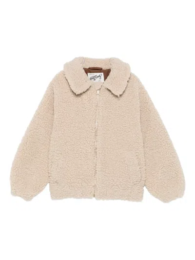 Mc2 Saint Barth Abel Jr Teddy Collared Zip Jacket In Neutral