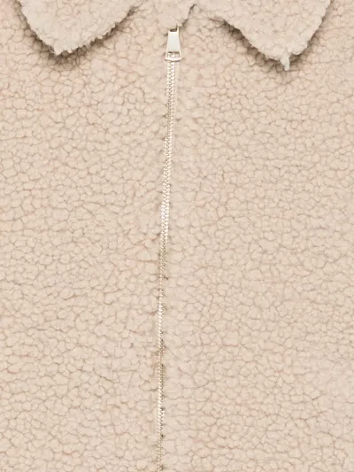 Mc2 Saint Barth Abel Jr Teddy Collared Zip Jacket In Neutral