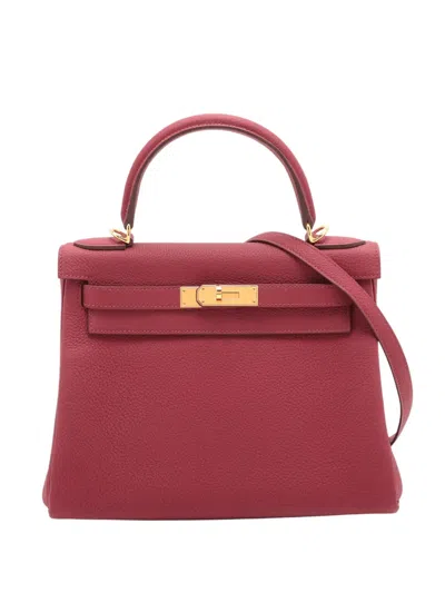 Pre-owned Hermes 2023 Togo Kelly Ii Retourne 28 Satchel In Red