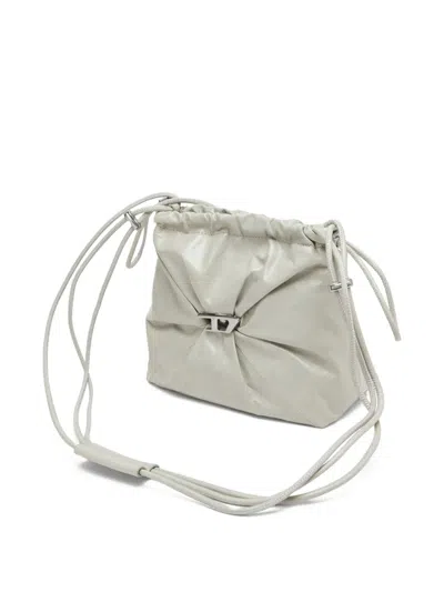 Diesel Scrunch-d Leather Bucket Bag In White
