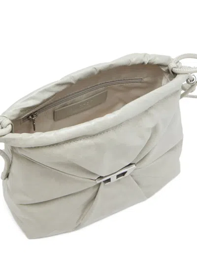 Diesel Scrunch-d Leather Bucket Bag In White