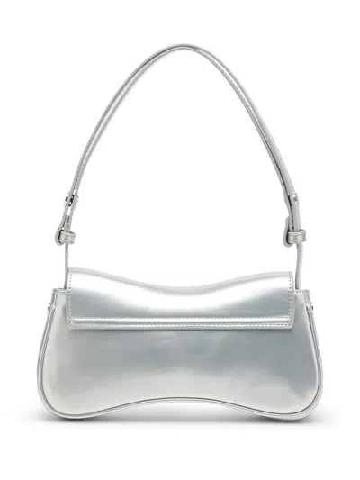 Diesel Logo-plaque Clutch Bag In Silver