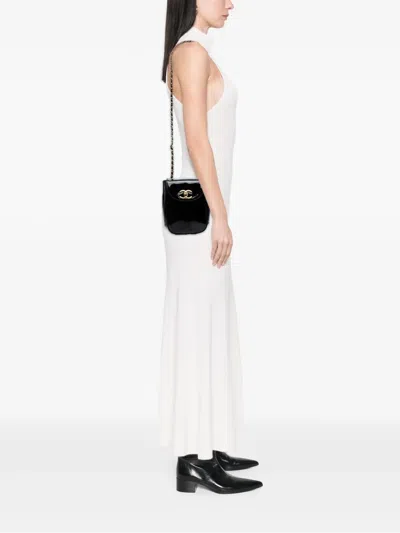 Pre-owned Chanel 1994-1996 Cc Patent Flap Crossbody Bag In Black