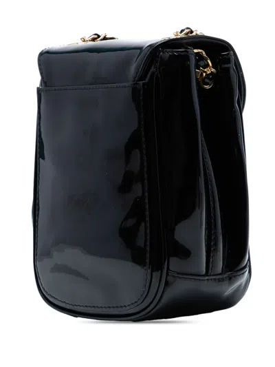 Pre-owned Chanel 1994-1996 Cc Patent Flap Crossbody Bag In Black