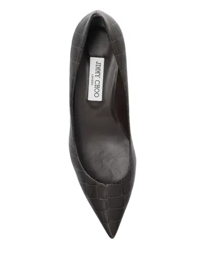 Jimmy Choo Pointed Crocodile-effect Pumps In Brown