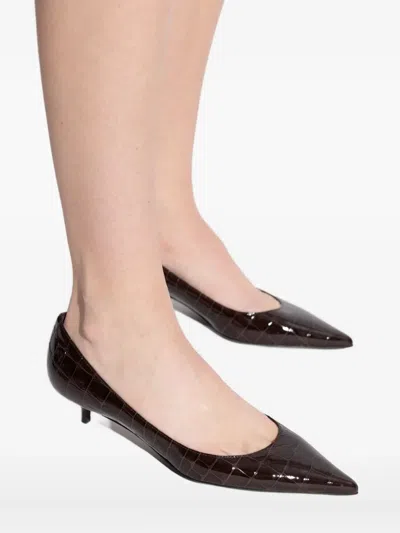 Jimmy Choo Pointed Crocodile-effect Pumps In Brown