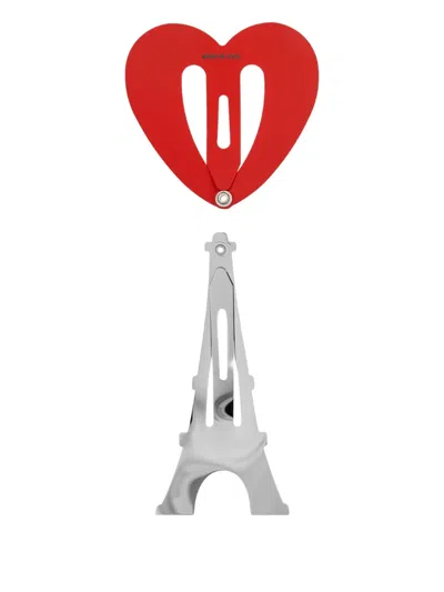 Balenciaga Eiffel-tower Hair Clip (set Of Two) In Red