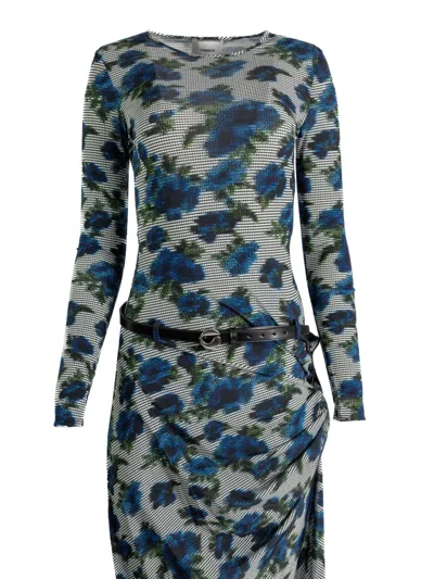 Coperni Floral Belted Midi Dress In Multi