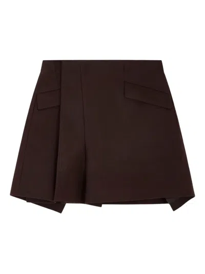 Sacai Wrap Mini Skirt In Brown