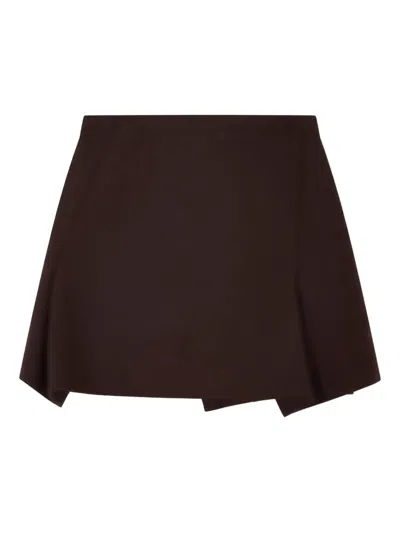 Sacai Wrap Mini Skirt In Brown