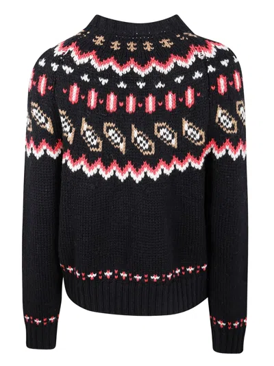 Mc2 Saint Barth Intarsia-knit Sweater In Black