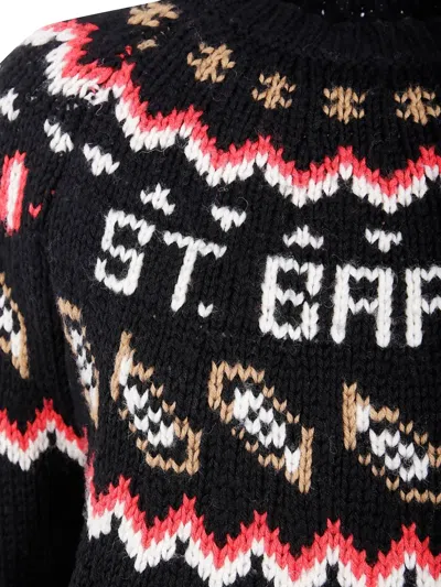 Mc2 Saint Barth Intarsia-knit Sweater In Black