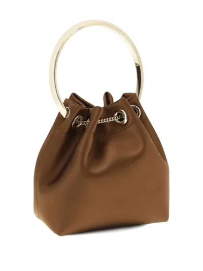 Jimmy Choo Bon Bon Ring-handle Bucket Bag In Brown