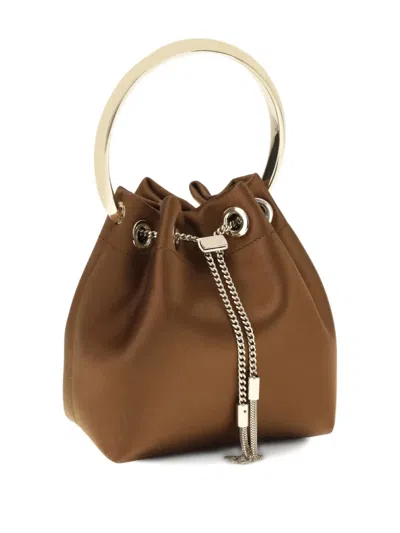 Jimmy Choo Bon Bon Ring-handle Bucket Bag In Brown