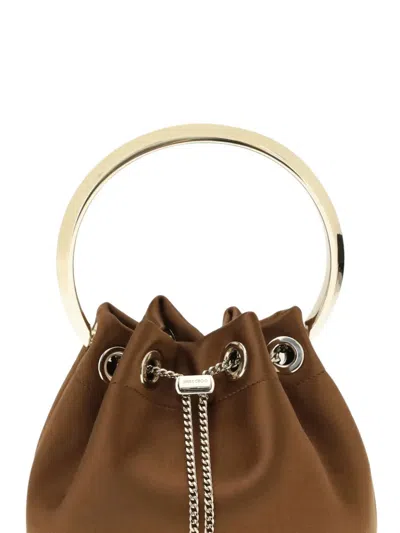 Jimmy Choo Bon Bon Ring-handle Bucket Bag In Brown