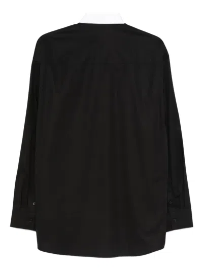 Karl Lagerfeld Contrast-collar Eiffel-tower Shirt In Black