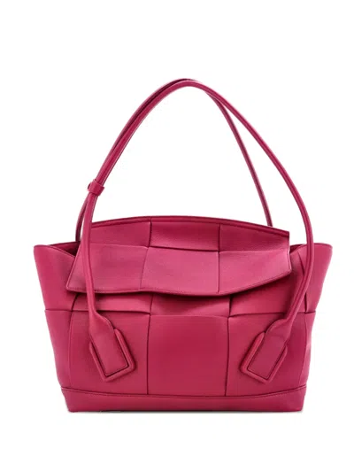 Pre-owned Bottega Veneta Arco Bag Maxi Intrecciato Leather Medium Shoulder Bag In Pink