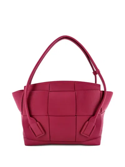 Pre-owned Bottega Veneta Arco Bag Maxi Intrecciato Leather Medium Shoulder Bag In Pink