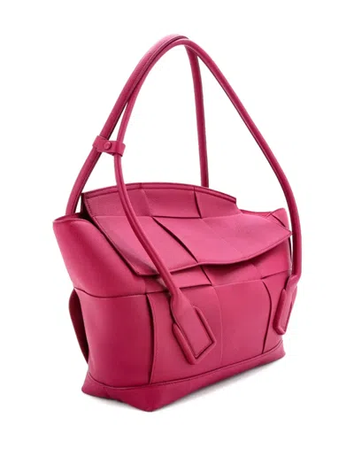 Pre-owned Bottega Veneta Arco Bag Maxi Intrecciato Leather Medium Shoulder Bag In Pink