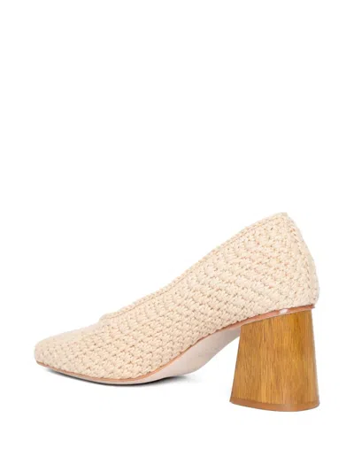 Sarah Chofakian 50mm Amaral Crochet Block-heel Pumps In Metallic