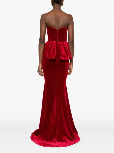 Cristallini Andreacampanile Peplum Strapless Maxi Dress In Red