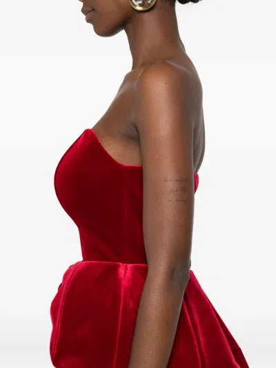 Cristallini Andreacampanile Peplum Strapless Maxi Dress In Red