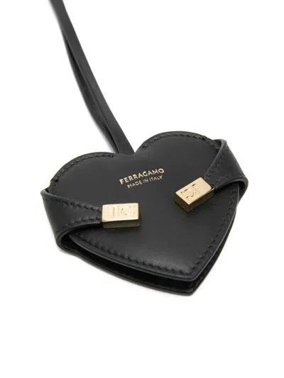 Ferragamo Heart Bag Charm In Black