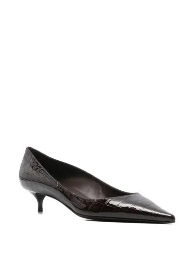 Jimmy Choo Amelia 35 Croc-effect Leather Pumps In Brown