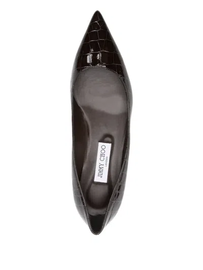 Jimmy Choo Amelia 35 Croc-effect Leather Pumps In Brown