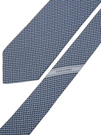 Ferragamo Patterned Tie In Blue