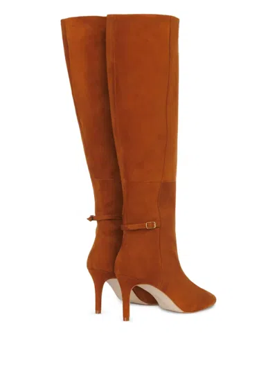 Smiling Shoes 90mm Kaia Suede Boots In Brown