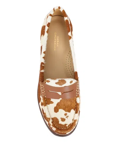 Sarah Chofakian Choux Animal-print Loafers In White